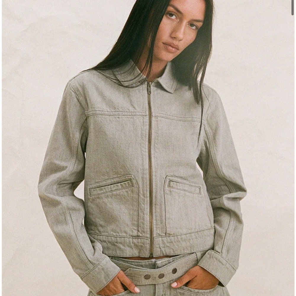 Motel rocks Denim Cinch Jacket In Oat